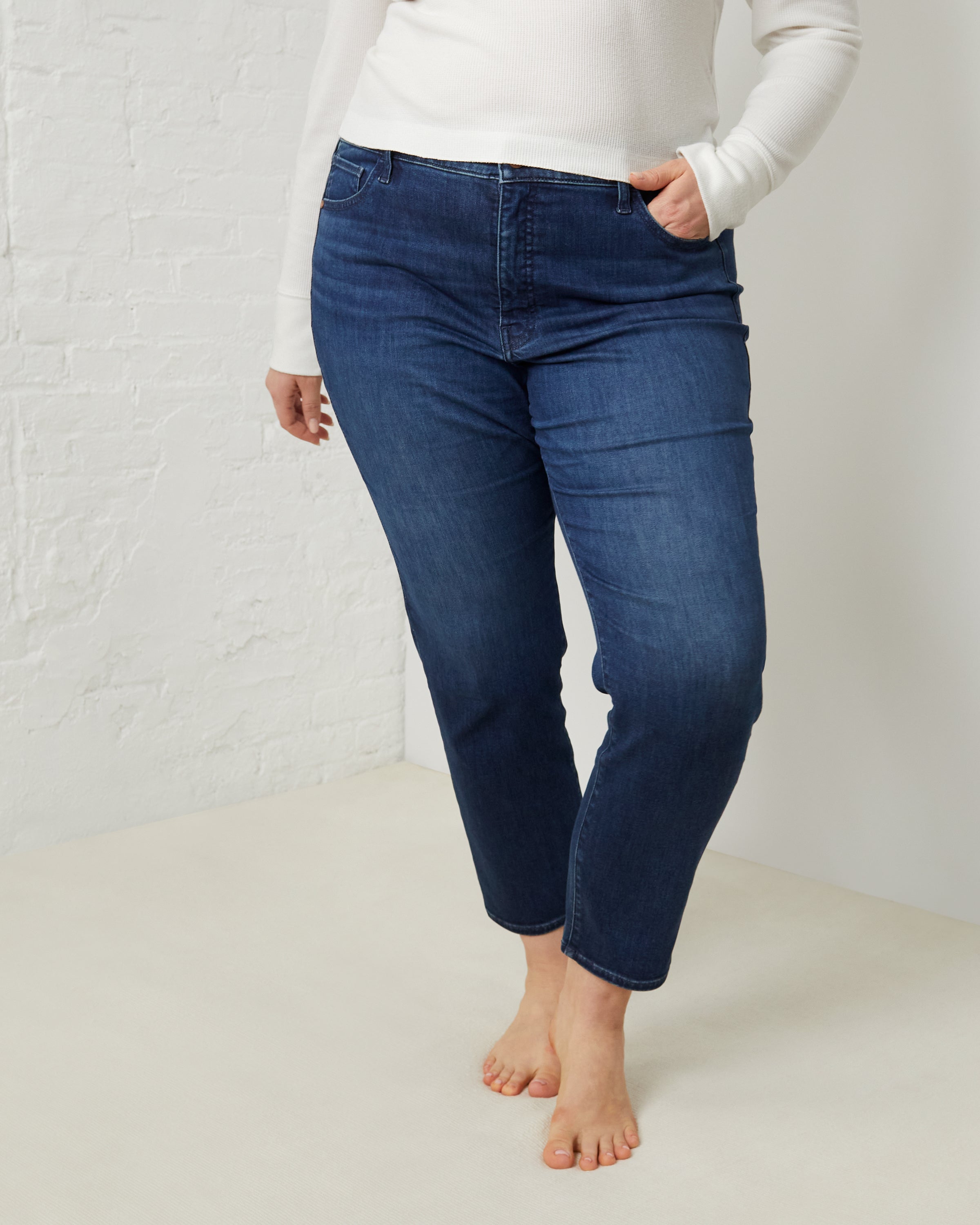 Buy Highly Desirable High Rise Slim Straight Leg Jeans Plus Size for USD  88.00